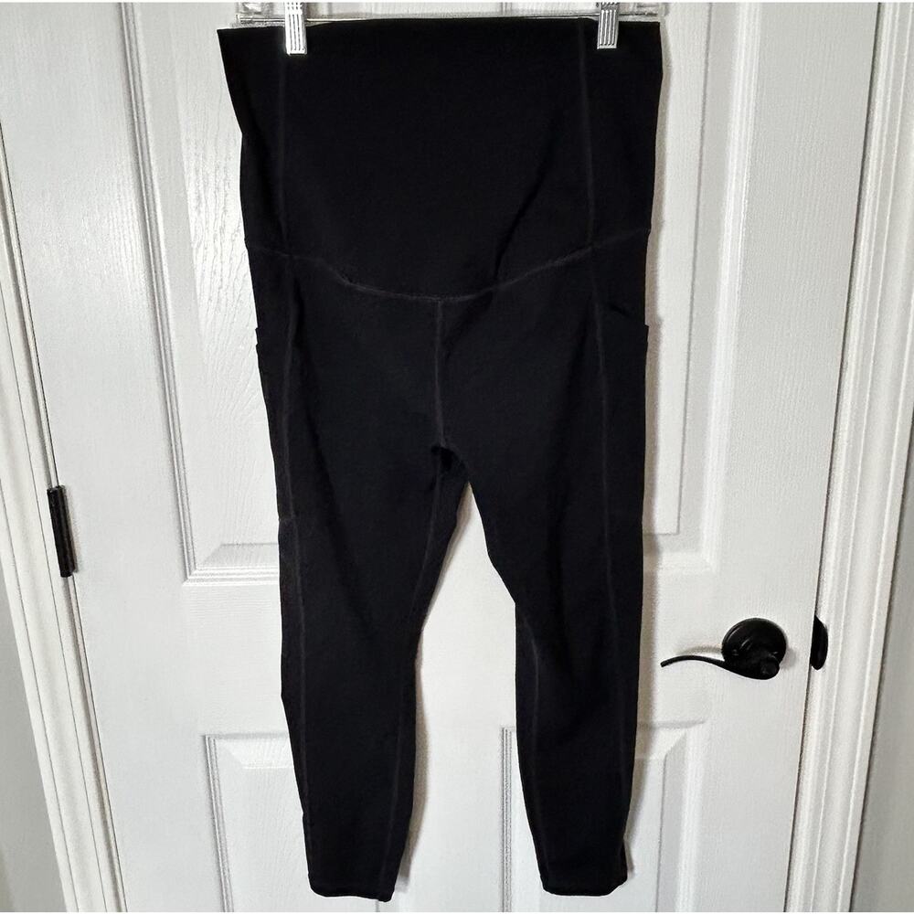 Fabletics Pureluxe Maternity High Waisted Crop Leggings Pockets Size M Black